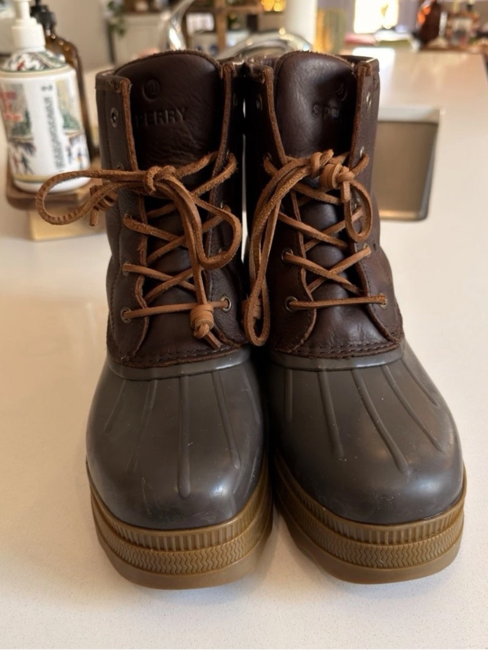 SPERRY Saltwater 2.0 Duck Boot Dark Brown Womens 10 EU 39